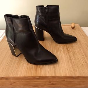 Nine West leather bootie with a silver heel